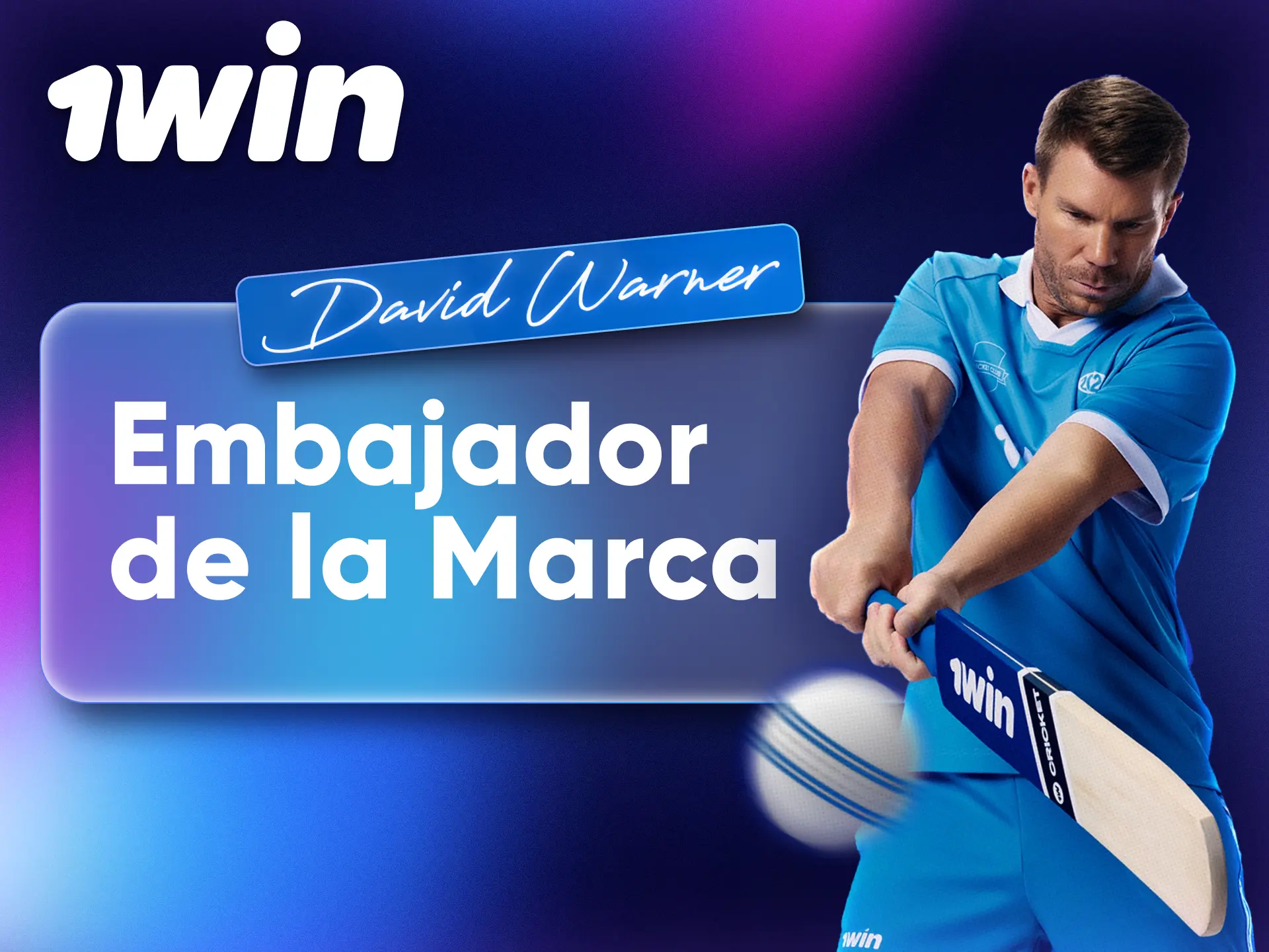 The global ambassador for the 1Win brand is cricketer David Warner.