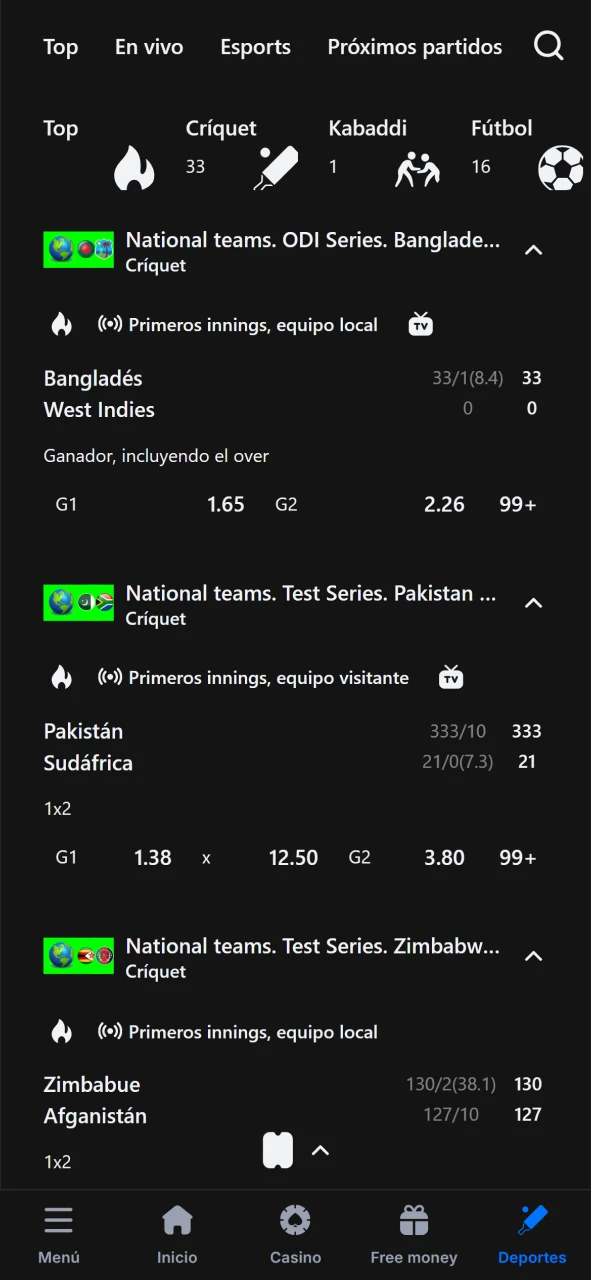 Check out the matches available to bet on at 1win.