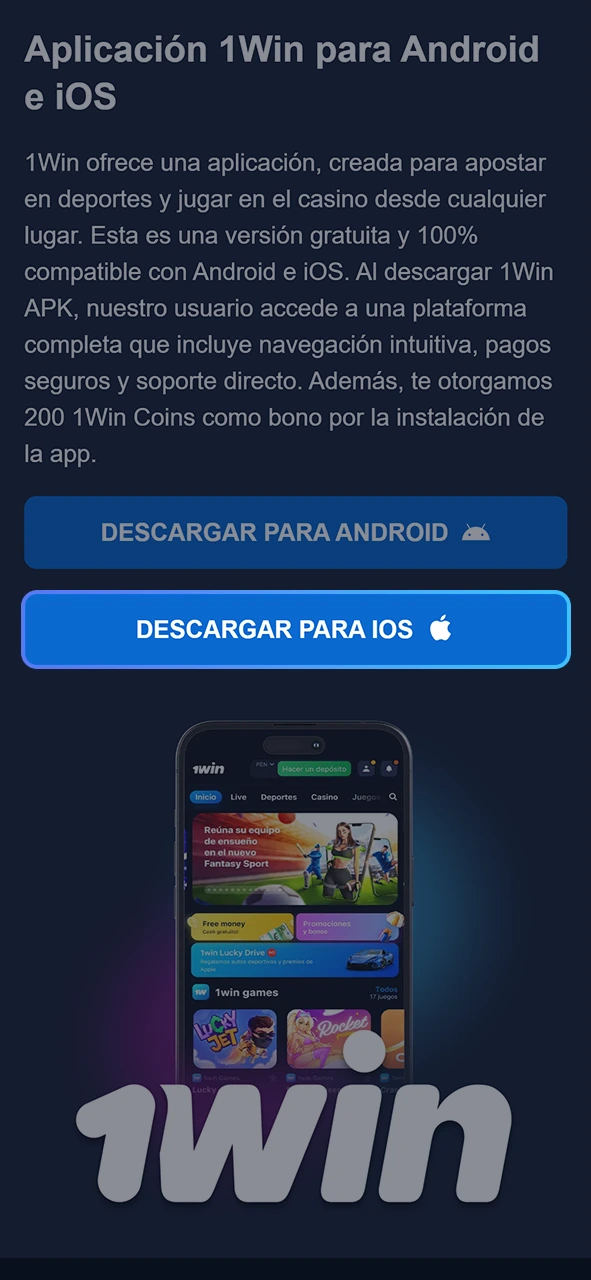 Follow the link at the top of the page to download the 1win app.